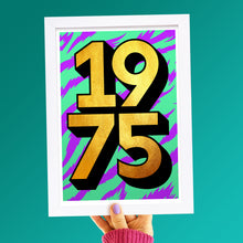 Load image into Gallery viewer, Personalised 50th birthday 1975 golden year print