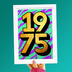 Personalised 50th birthday 1975 golden year print