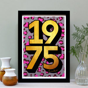 Personalised 50th birthday 1975 golden year print