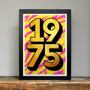 Personalised 50th birthday 1975 golden year print