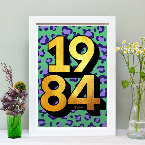 Personalised 40th birthday 1984 golden year print