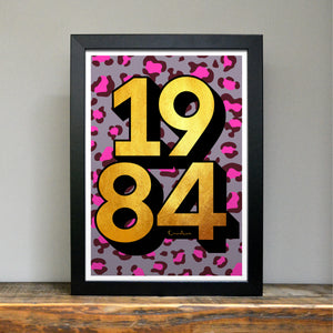 Personalised 40th birthday 1984 golden year print