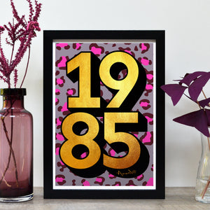 Personalised 40th birthday 1985 golden year print