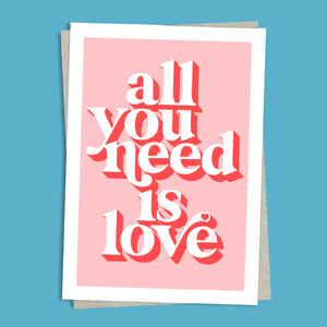 Hands & Hearts x VOXI Limited Edition 'All you need is love' A4 Art Print