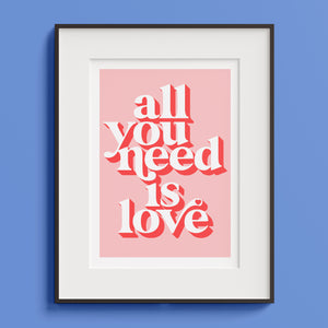 Hands & Hearts x VOXI Limited Edition 'All you need is love' A4 Art Print