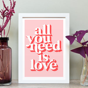 Hands & Hearts x VOXI Limited Edition 'All you need is love' A4 Art Print