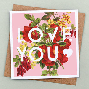 Love you floral Valentine's card