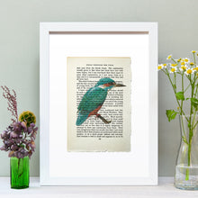 Load image into Gallery viewer, Kingfisher vintage book page art print