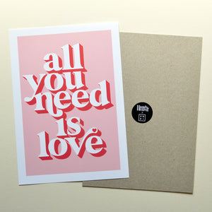 Hands & Hearts x VOXI Limited Edition 'All you need is love' A4 Art Print