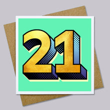 Load image into Gallery viewer, Golden twenty one - 21st birthday card