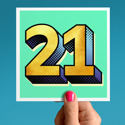 Golden twenty one - 21st birthday card