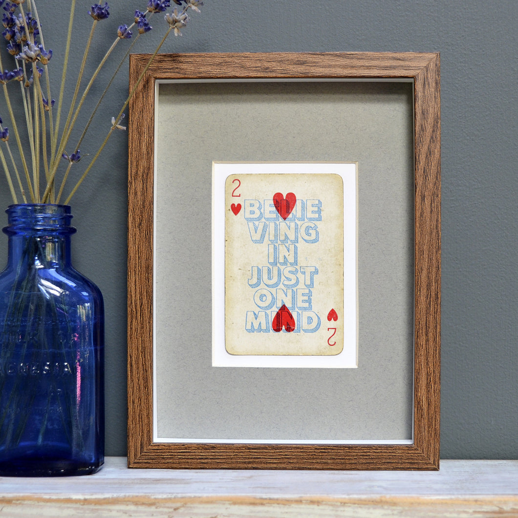 Two hearts playing card print