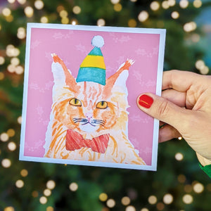 Christmas Cat festive animals Christmas card