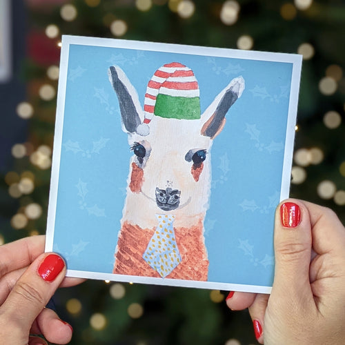 Christmas Llama festive animals Christmas card