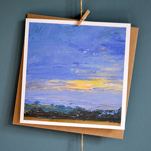 'Dorset evening' landscape painting card