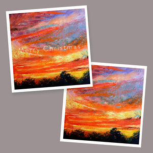 Red sky at night Christmas card