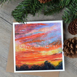 Red sky at night Christmas card