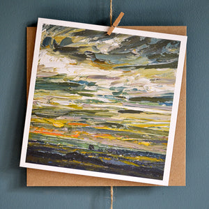 'Evening light' landscape painting card