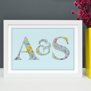 Personalised couple's initials floral print