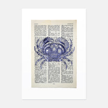 Load image into Gallery viewer, Crab vintage book page art print