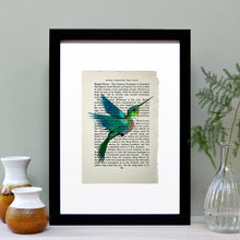 Load image into Gallery viewer, Hummingbird vintage book page art print