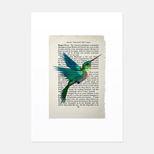 Load image into Gallery viewer, Hummingbird vintage book page art print
