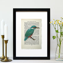 Load image into Gallery viewer, Kingfisher vintage book page art print