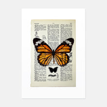 Load image into Gallery viewer, Monarch butterfly vintage book page art print