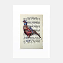 Load image into Gallery viewer, Pheasant vintage book page art print