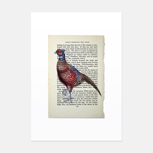 Pheasant vintage book page art print