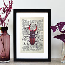 Load image into Gallery viewer, Beetle vintage book page art print