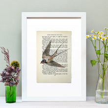 Load image into Gallery viewer, Swallow vintage book page art print