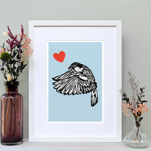 House Sparrow feathered friends print