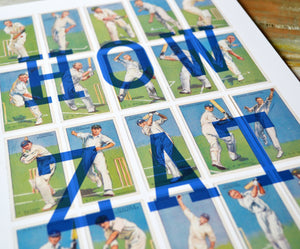 Cricketers personalised vintage cards print
