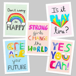 Children's positivity print letterbox gift set
