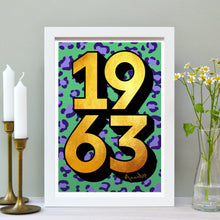 Load image into Gallery viewer, Personalised 60th birthday 1963 golden year print