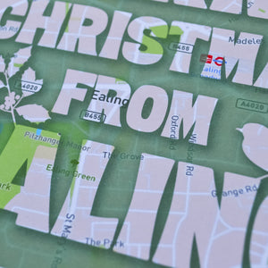 Personalised local map Merry Christmas card pack