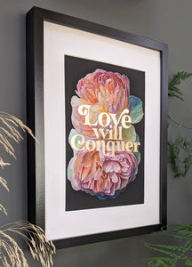 Love Will Conquer gold foiled art print