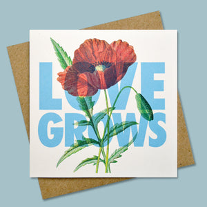 Love grows poppy Valentine's Day card