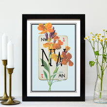 Load image into Gallery viewer, Personalised floral playing card print