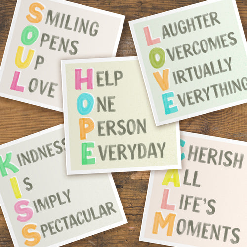 Positive vibes cards - pack of five