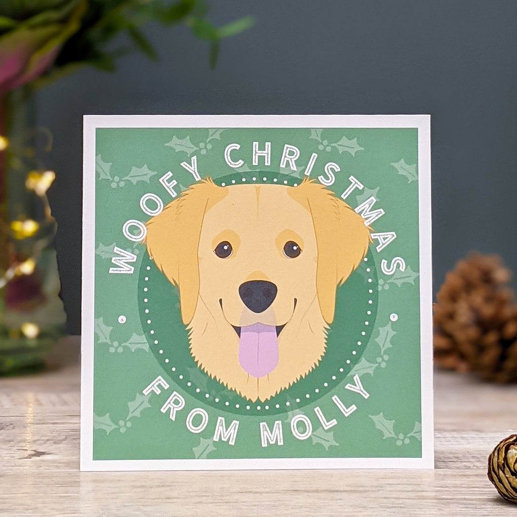 Woofy Christmas personalised love from the dog card