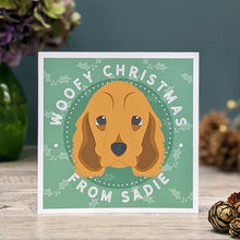 Load image into Gallery viewer, Woofy Christmas personalised love from the dog card