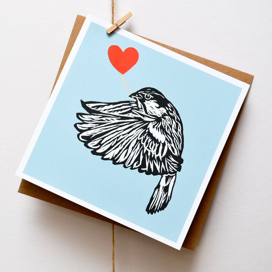 House Sparrow feathered friends card