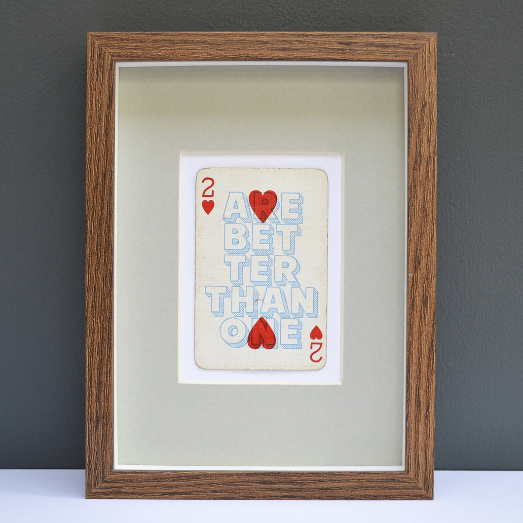 Two hearts are better than one playing card print