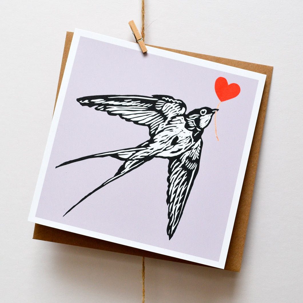 Swallow feathered friends card