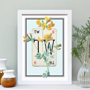 Personalised floral playing card print