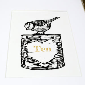 'Tin' 10th anniversary handmade print