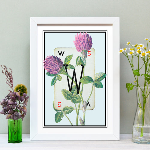 Personalised floral playing card print