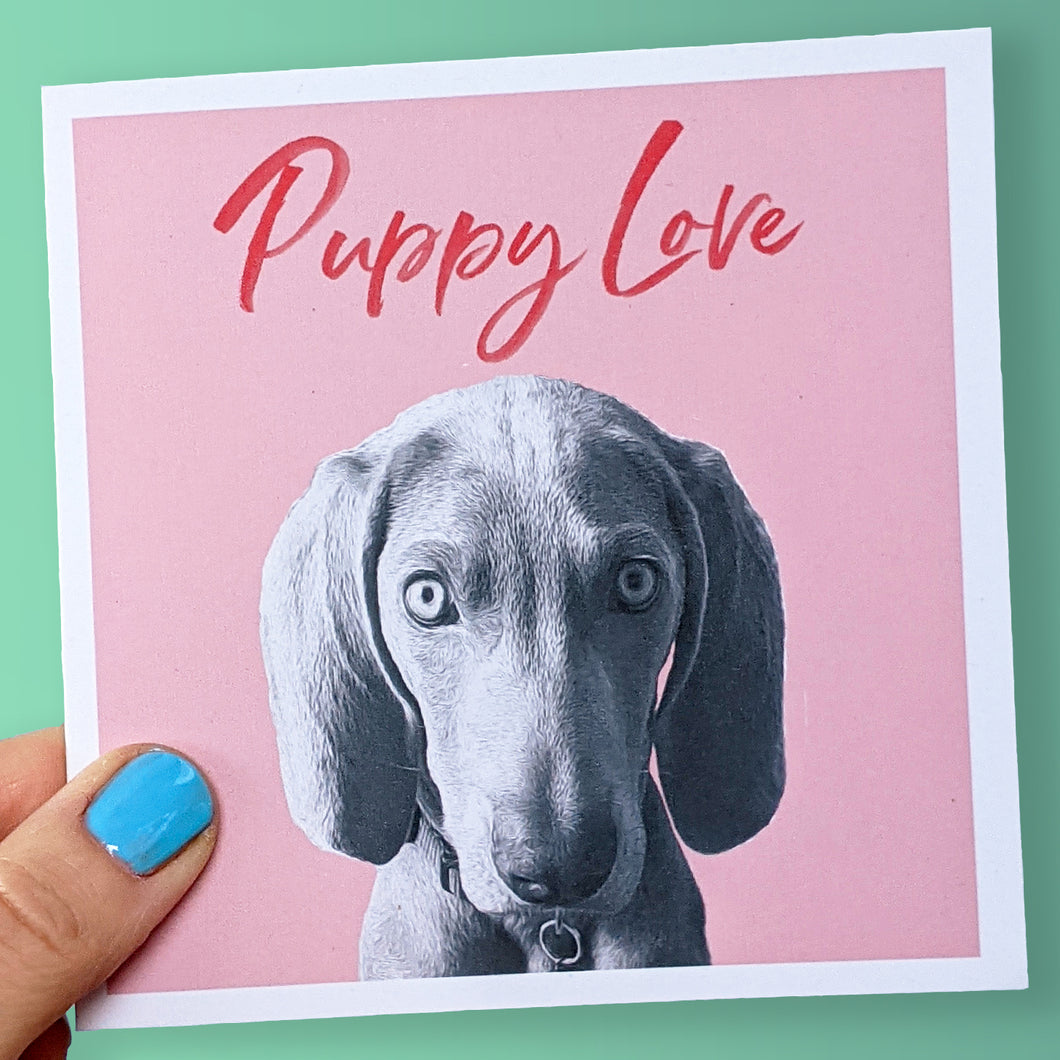 Puppy love Weimararner card